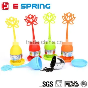 HQ Silicone & Stainless Steel Lotus Design Flower Infuser Tea Strainer thumbnail-1