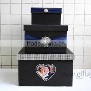 High Quality Black Wedding Gift Box With Photo Frame in Handmade thumbnail-1