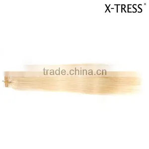 Natural Texture and Look European American 16" Silk Straigh Color 613 Human Hair Extension Weaves for White Women thumbnail-3