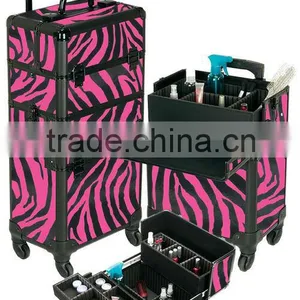 Seya 2 in 1 Rolling Makeup Cosmetic Train Case Beauty Kit 4-Wheel Zebra thumbnail-1
