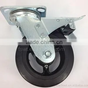 2015 Newest Roller Bearing Double Brake Rubber Industrial Casters thumbnail-1