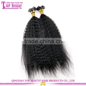 Qingdao 100% Virgin Indian Kinky Straight Keratin Tip Human Hair Extension thumbnail-1
