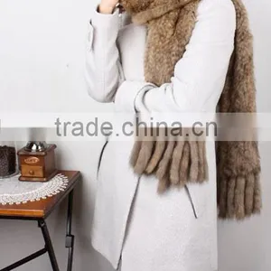 Wholesale Knitted Real Rabbit Fur Scarf for Girls thumbnail-1
