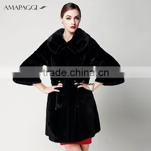 Factory Sale Black Slim Mink Fur Winter Coat for Ladies thumbnail-1
