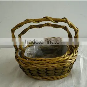 Green Color Christmas Decorative Wicker Basket With Liner thumbnail-1