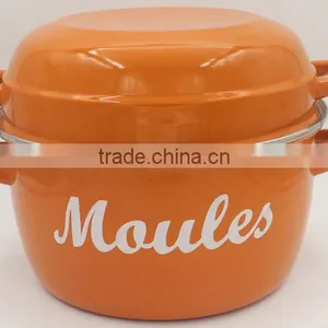 Blue Color Custom Decal Printing Enamel Seafood Cooking Pot Mussel Pot thumbnail-5