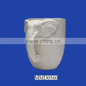 Elaborate Elephant Design White Ceramic Cup thumbnail-1