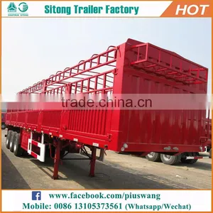 Factory Price Steel Cage Cargo Fence Trailer for Grain Transportation Drop Side Flatbed Stake Cargo Semi Trailer thumbnail-3