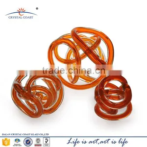 Mid Century Hand Crafted Monder Glass Rope Knot Paper Wieght Sculptural Decor Art Craft thumbnail-3