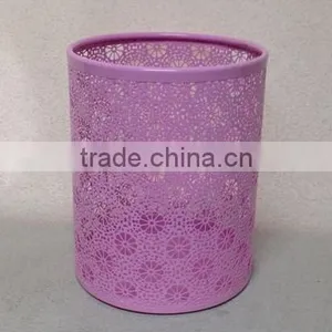 Store More Round Metal Punched Mesh Trash Can Purple Small thumbnail-1