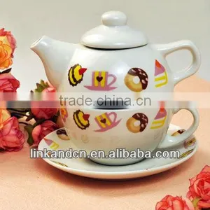 Lovely Hand Made Decaled Ceramic Tea Pot Set thumbnail-1