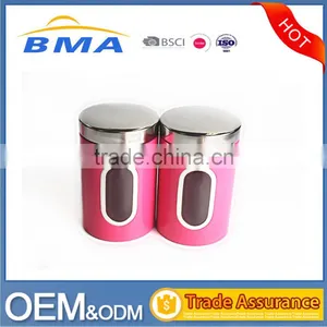 Cute Pink Kitchen Food Storage Canister,Stainless Steel Canister Set thumbnail-3