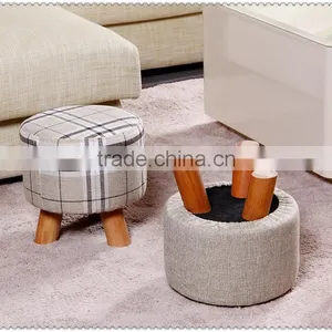 Trade Assurance Mini Cute Wooden Stools for Kids Linen Chair Wholesale thumbnail-4