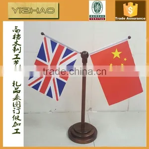 WOODEN ANTIQUE TABLE /DESK FLAG BASES / STAND & WOODEN STICKS thumbnail-3