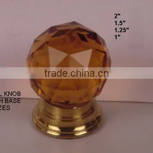 Glass Knob With Brass Base Available in All Colours thumbnail-1