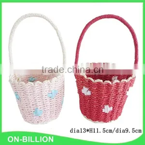 Handmade Woven Red Pink Rope Easter Egg Basket thumbnail-2