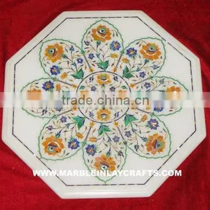 White Marble Inlay Dining Table Top, Marble Makarana Coffee Table Tops thumbnail-1