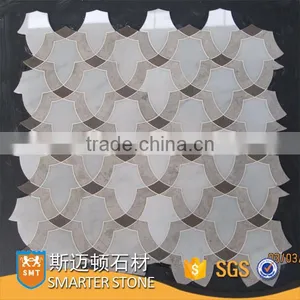 Natural Marble Tile Waterjet Mosaic Tile With Mesh thumbnail-1