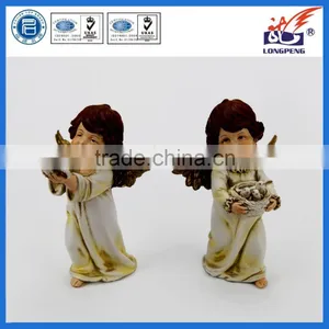 European Standing Poly Angel Holding Pigeon Statue for Home Decor thumbnail-1