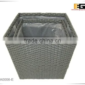 Square PE/Plastic Rattan With Liner Deco Basket thumbnail-3