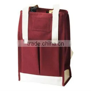 True Fabrications Canvas 2-Bottle Wine Tote and Wine Bag, Burgundy thumbnail-1