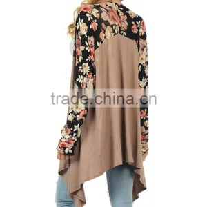 OEM High Quality Women Fashion Plus Size Black Floral Open Cardigan Sweaters With Batwing Sleeve Wholesale Custom Manufacturer thumbnail-4
