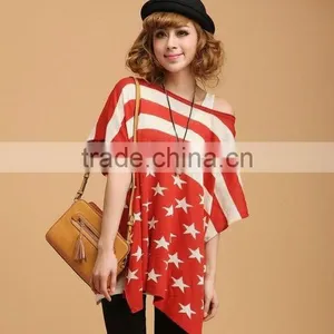 OEM Ladies Fashion O-neck Bat Sleeve Poncho Thin Knitting Woman Sweater thumbnail-1