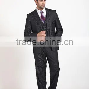 2015 Stripe Fashion 3 Pieces Slim Fit Business Suits for Man thumbnail-2