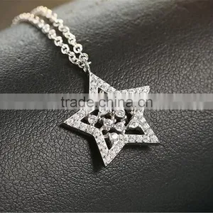 AAA cz Pave Setting Necklace 925 Silver Star Shaped Pendant thumbnail-2