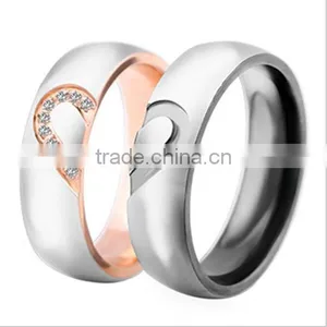 Couple Love Titanium Steel Fringer Rings Women Full Crystal Paving Steel Rings Jewelry for Her Gifts thumbnail-1