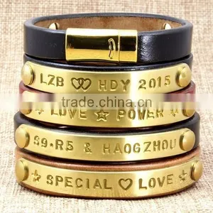 Italian Leather Bracelets Promotion Gift Letter Bracelets for Valentines thumbnail-1
