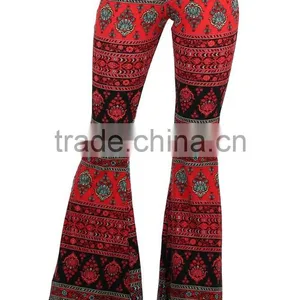 MGOO New Arrival Custom Print Velvet Leggings Flare Leg Opening Vintage High Waist Polyester Spandex Pants thumbnail-2