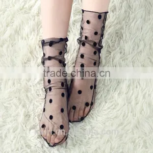 WS-24 Sexy Breathable Silk Heap Heap Soft Elasticity Black Fishnet Lace Flower Mesh Ankle Fashion Socks Summer Style thumbnail-5