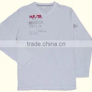 Printed Hot Tshirt for Men With Long Sleeve and V Neck thumbnail-1
