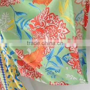 Women Summer Clothes Rinted Shivering Blue Satin Women Short Sleeve Shirt thumbnail-6