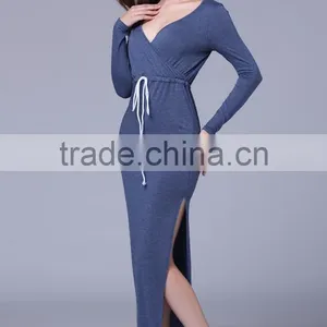 Fashion Split Skirt Hem Long Sleeve Military Wind Knitwear Women Dress 2017 thumbnail-4