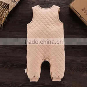 Winter Warm Soft Baby Rompers Sleeveless Natural Colored Cotton Unisex Babysuit thumbnail-2