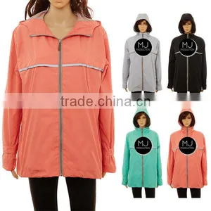 Wholesale Custom LOW MOQ Plus Size Women Waterproof Rain Coat With Hoody thumbnail-1