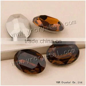 Best Quality Crystal Fancy Stone, 10*14mm, 13*18mm Smoked Topaz Point Back Glass Beads thumbnail-1
