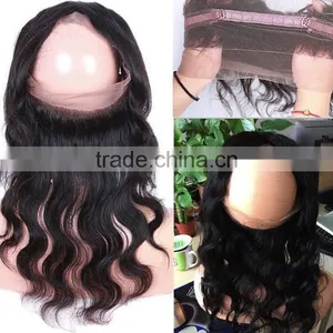 Virgin Human Hair Lace Closure Ear To Ear Elastic 360 Lace Band Frontal Closure With Baby Hair Bleached Knots thumbnail-1