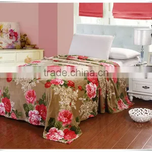 The Peony Pattern Print Coral Fleece Blanket thumbnail-1