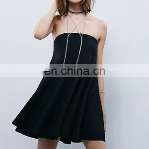 Taiwan Online Shopping Strapless Sex Chiffon Swing Dresses Korea Evening Outfit Black NT6721 thumbnail-4