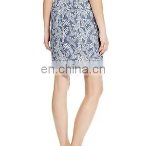 2015 Fashion Mature Women Abstract Print Denim Track Mini Skirt thumbnail-4