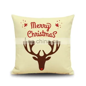 Wholesale Cotton Linen Throw Pillow Cover Christmas Home Decoration Pillowcase Soft 45x45 Square Cushion Covers thumbnail-3
