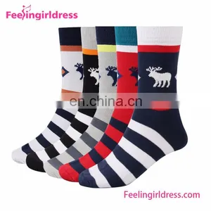 China Factory Custom Winter Christmas Deer Stripe Men Socks Cotton thumbnail-1