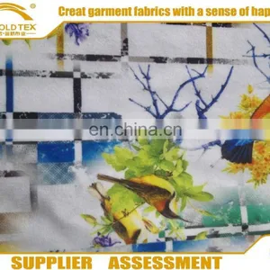 Shaoxing Soft 100D Dty Poly Spandex Double Side Brush Printed Fabric Clothes Jersey thumbnail-1
