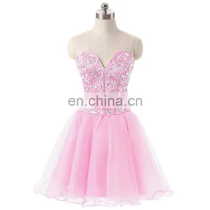 Wholesale Sweetheart Sleeveless Crystal Tulle Short Cocktail Dress SD015 thumbnail-3