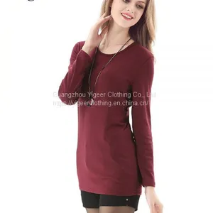 Long Sleeve O-Neck Pure Slimming Bodycon Lady's Top thumbnail-2