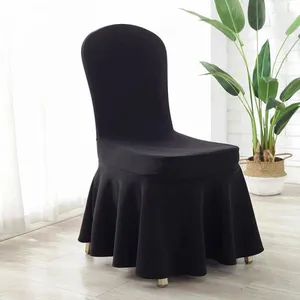 Red Elastic Stretch Air Spandex Skirt Banquet Chair Covers for Wedding Party Banquet Event thumbnail-4
