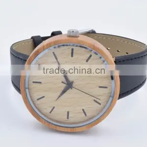 Wholesale Customized Personalized Fashion Wood Case Watch Men Custom Logo Wrist Watch With Leather Band thumbnail-4